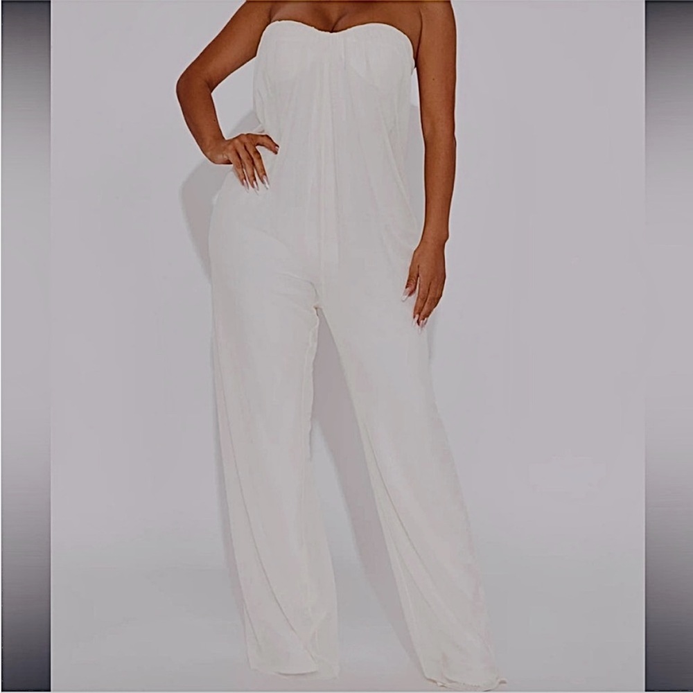 Without Trying Cream Wide Leg Jumpsuit NEW 🏷️